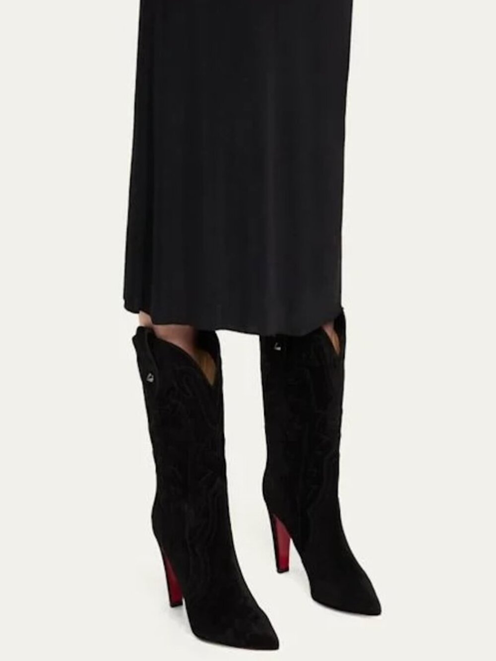 Christian Louboutin SANTIABOOTY 85 Western Cowboy Suede Bootie Boots Heels